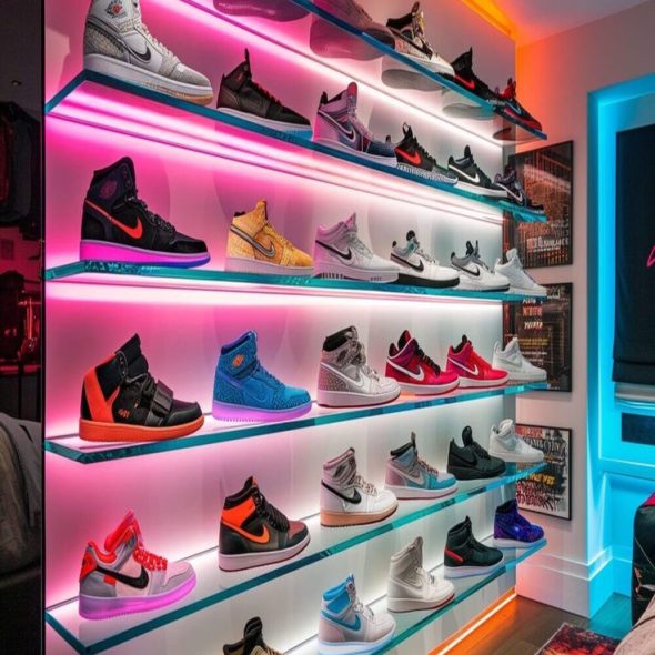 Hype Beast-Style Bedroom Ideas Neon Dreams and Wall-Mounted Wonders